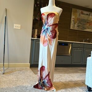 Anthropologie Satin Strapless Maxi